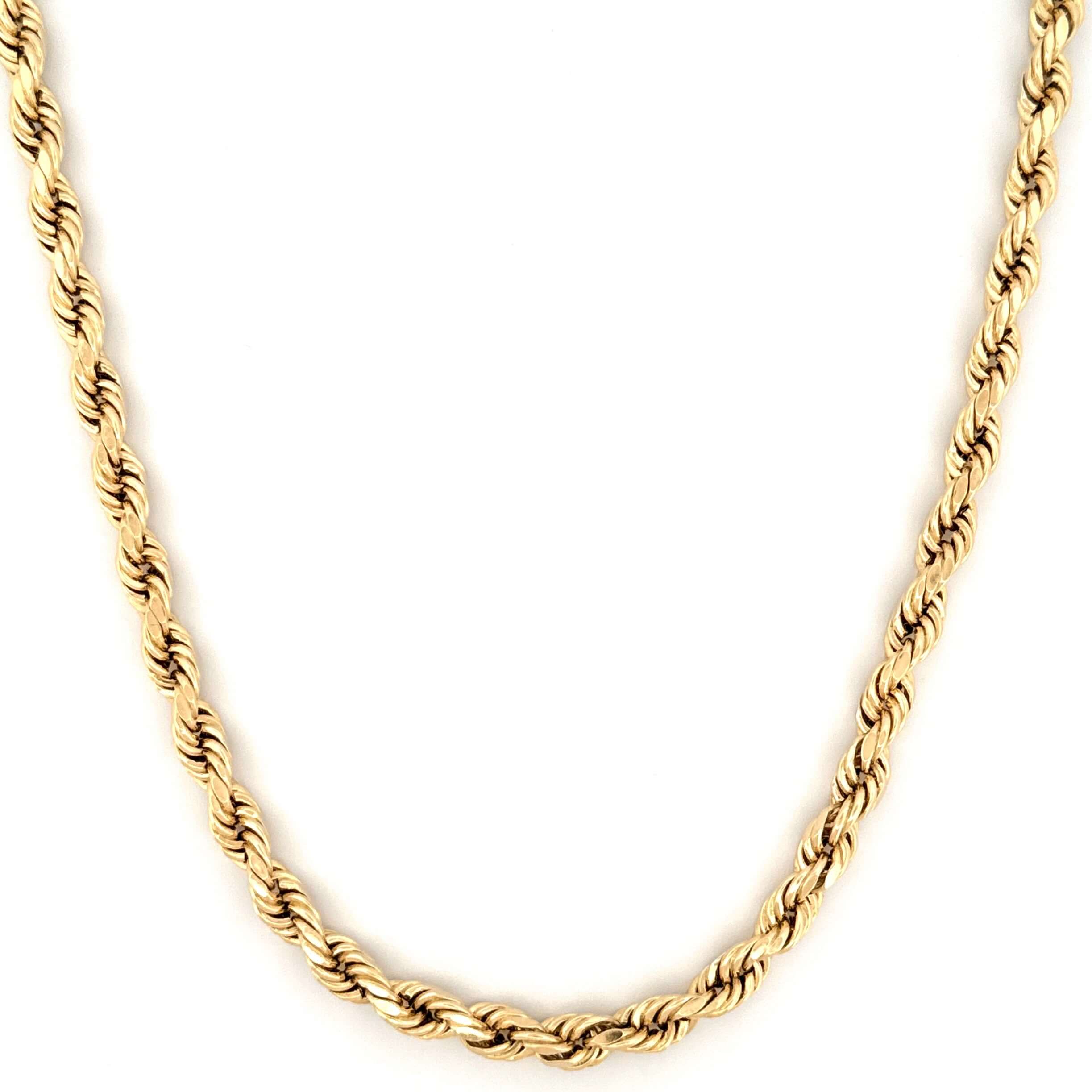 14k yellow gold 6 mm rope 24" chain