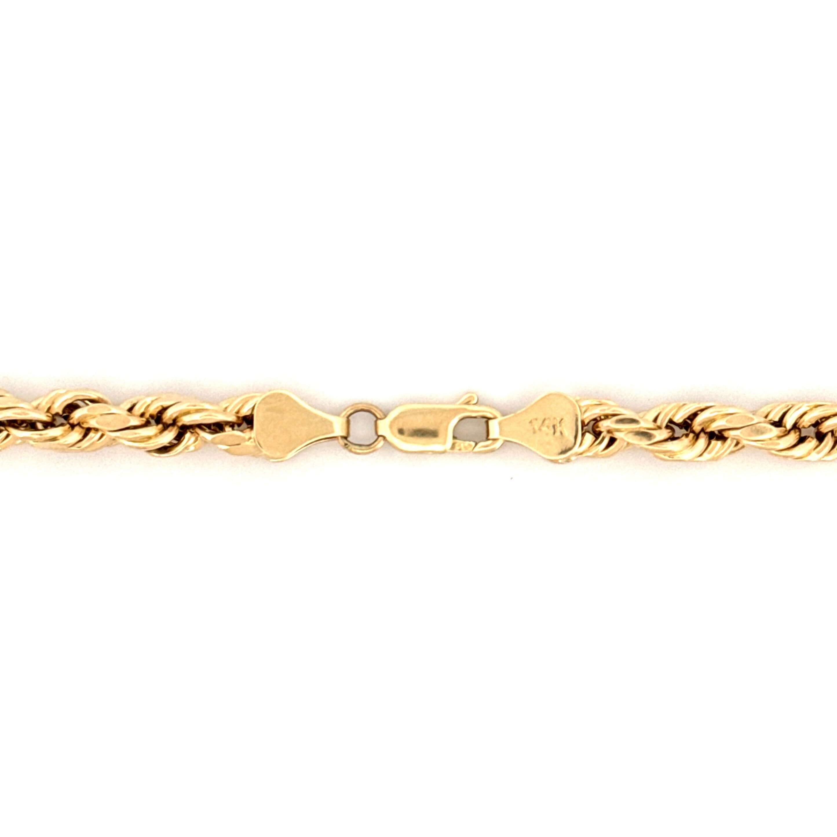 14k yellow gold 6 mm rope 24" chain