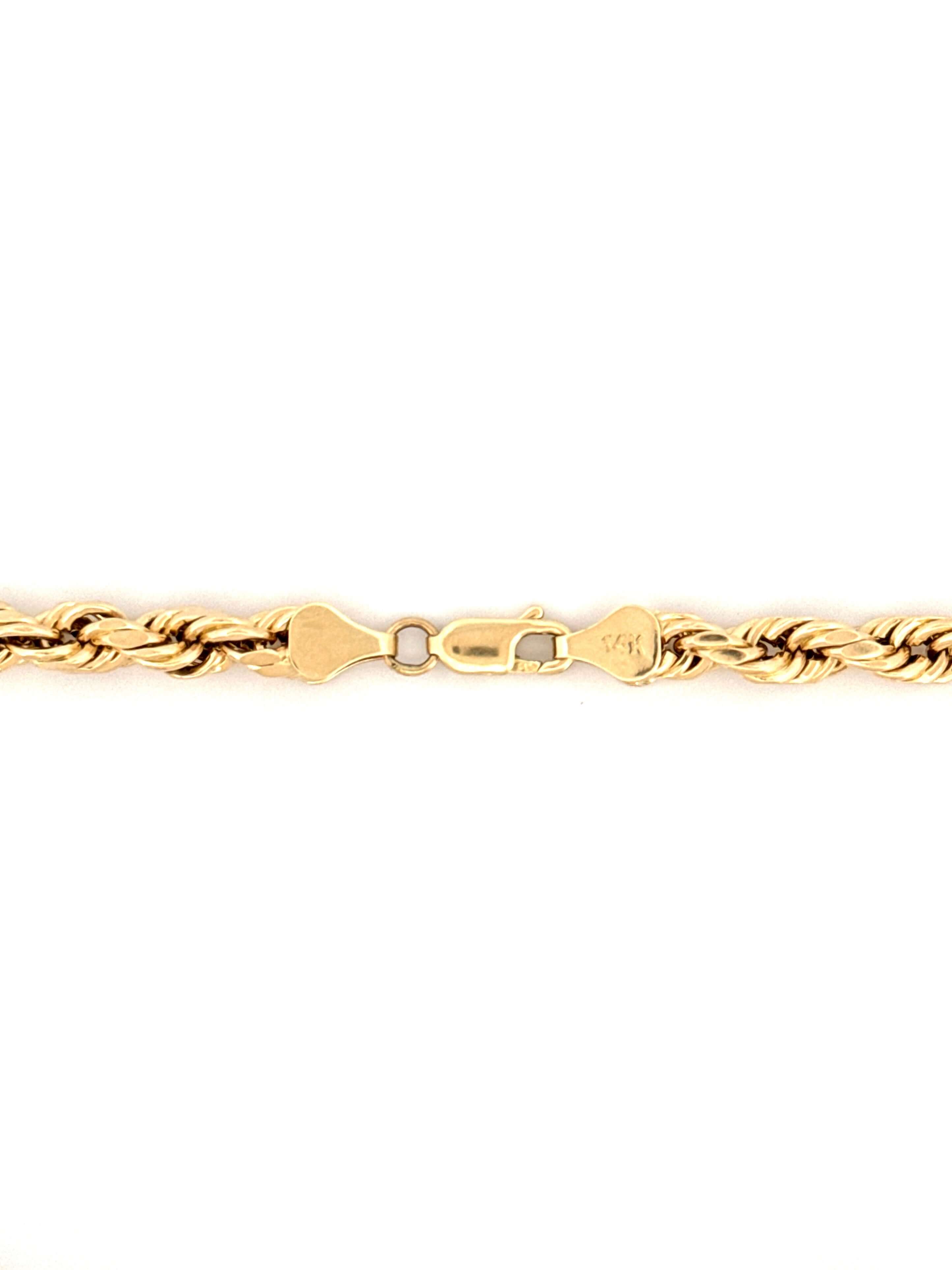 14k yellow gold 6 mm rope 24" chain
