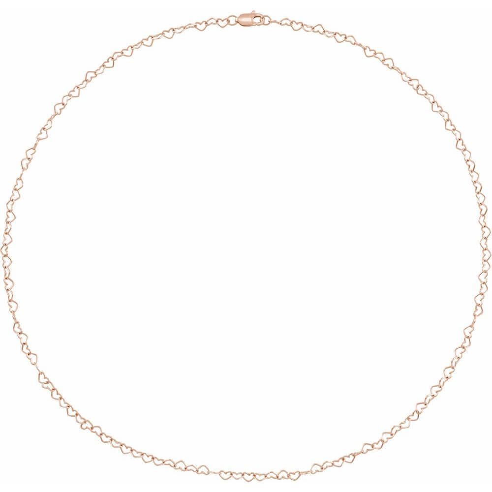14k Rose gold heart chain