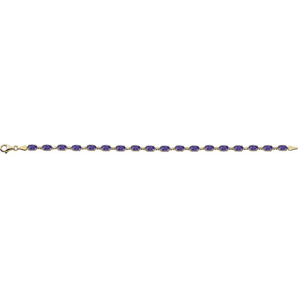 Bracelet - 14K Yellow Gold Oval Gemstone Line