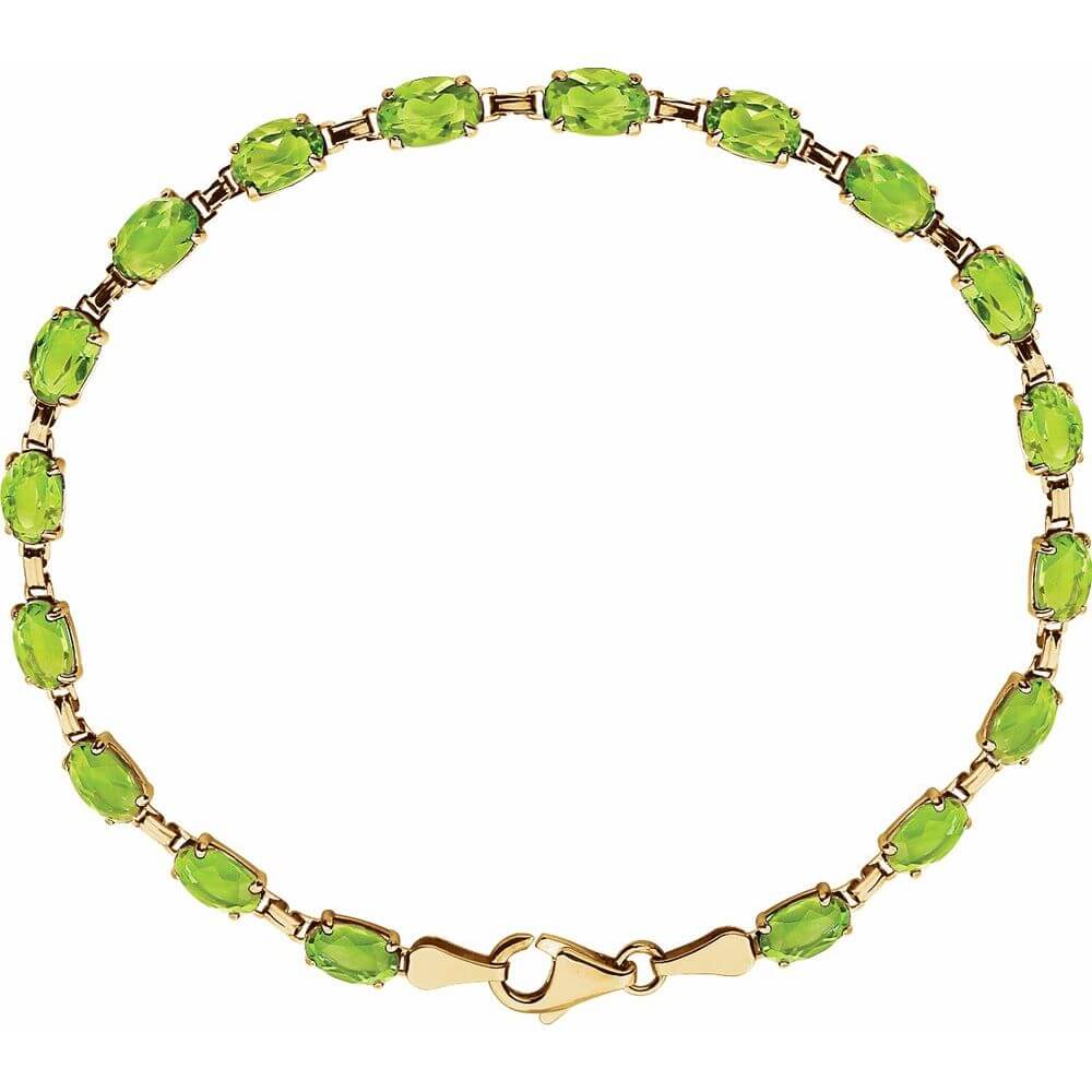 Bracelet - 14K Yellow Gold Oval Gemstone Line