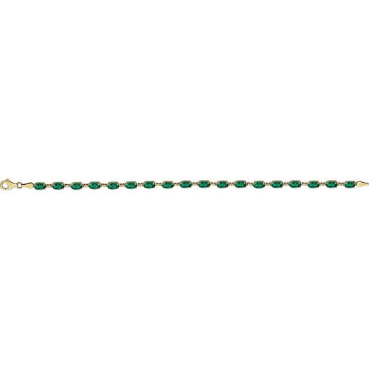 Bracelet - 14K Yellow Gold Oval Gemstone Line