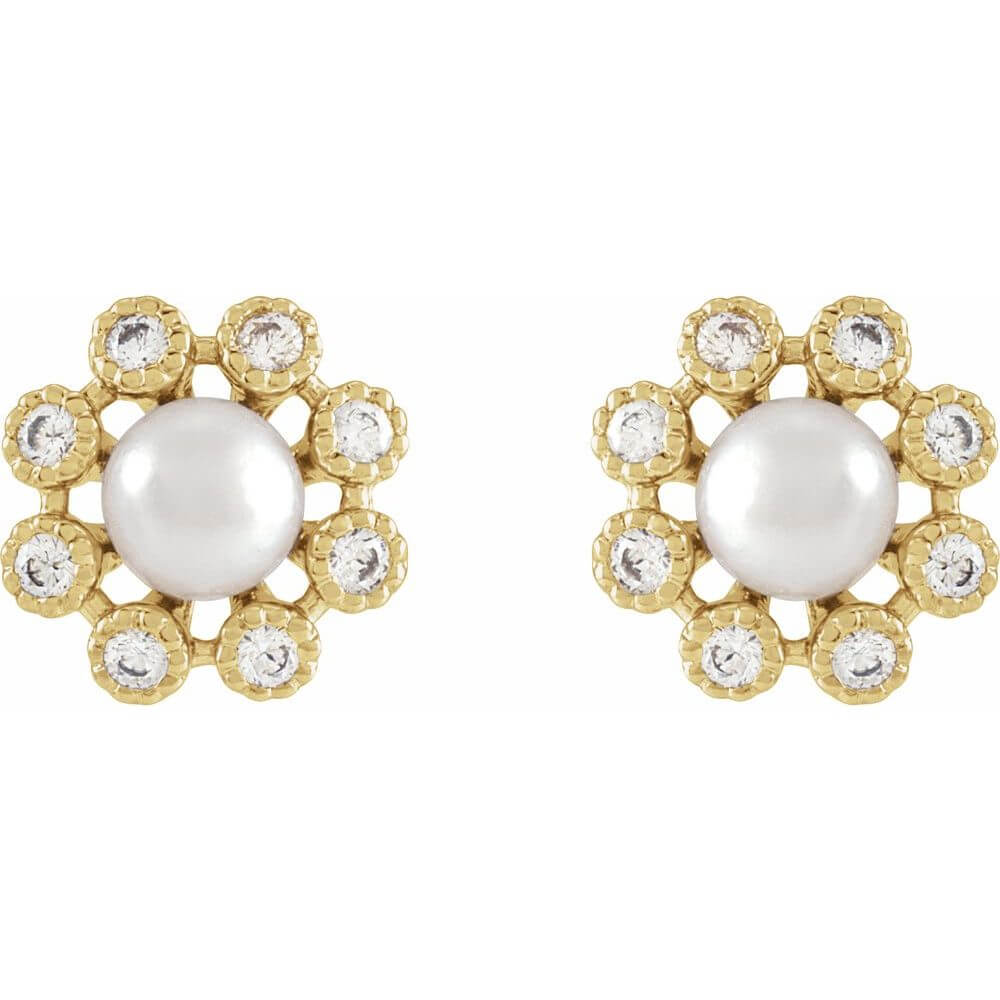 Pearl & Natural Diamond Earrings