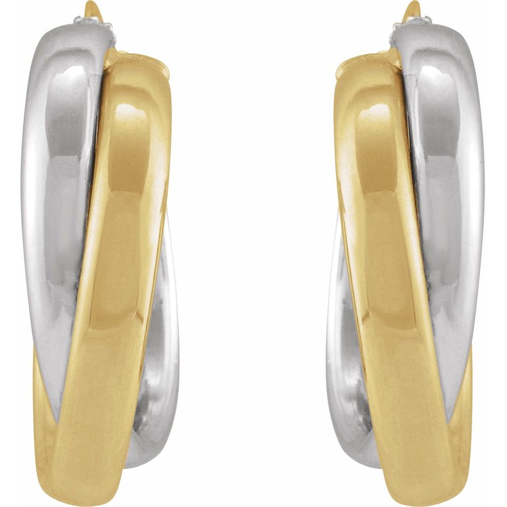 Yellow/White Double Tube 15 mm Hoop Earrings