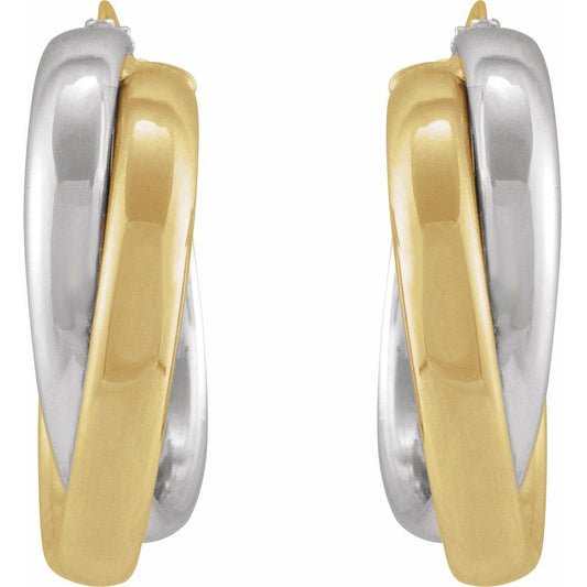 Yellow/White Double Tube 15 mm Hoop Earrings