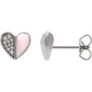 Earrings - Natural Diamond & Pink Enamel Heart