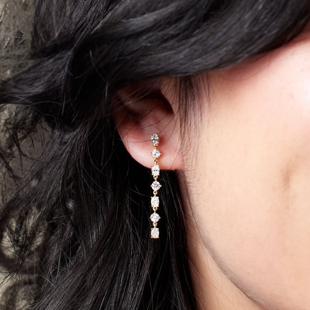 Lab-Grown Diamond 7-Stone Dangle Earrings