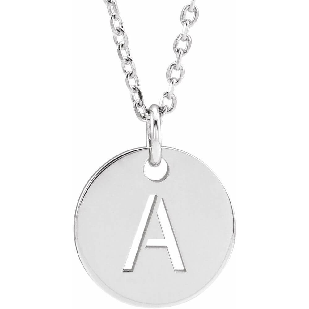 14K White Gold Initial Disc