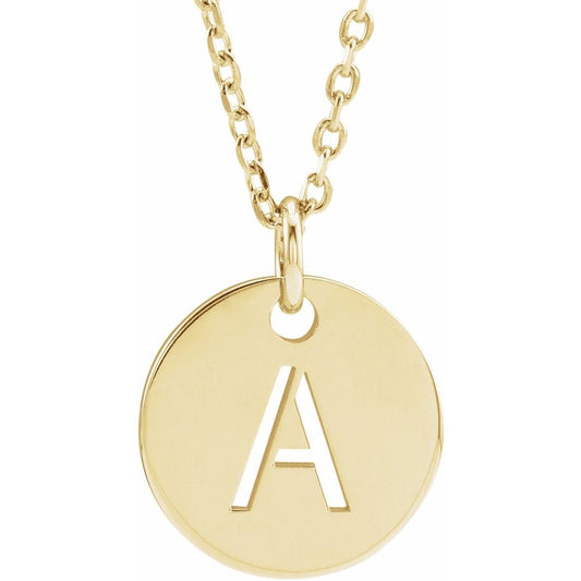 Necklace 14K  Yellow Gold Initial Disc 