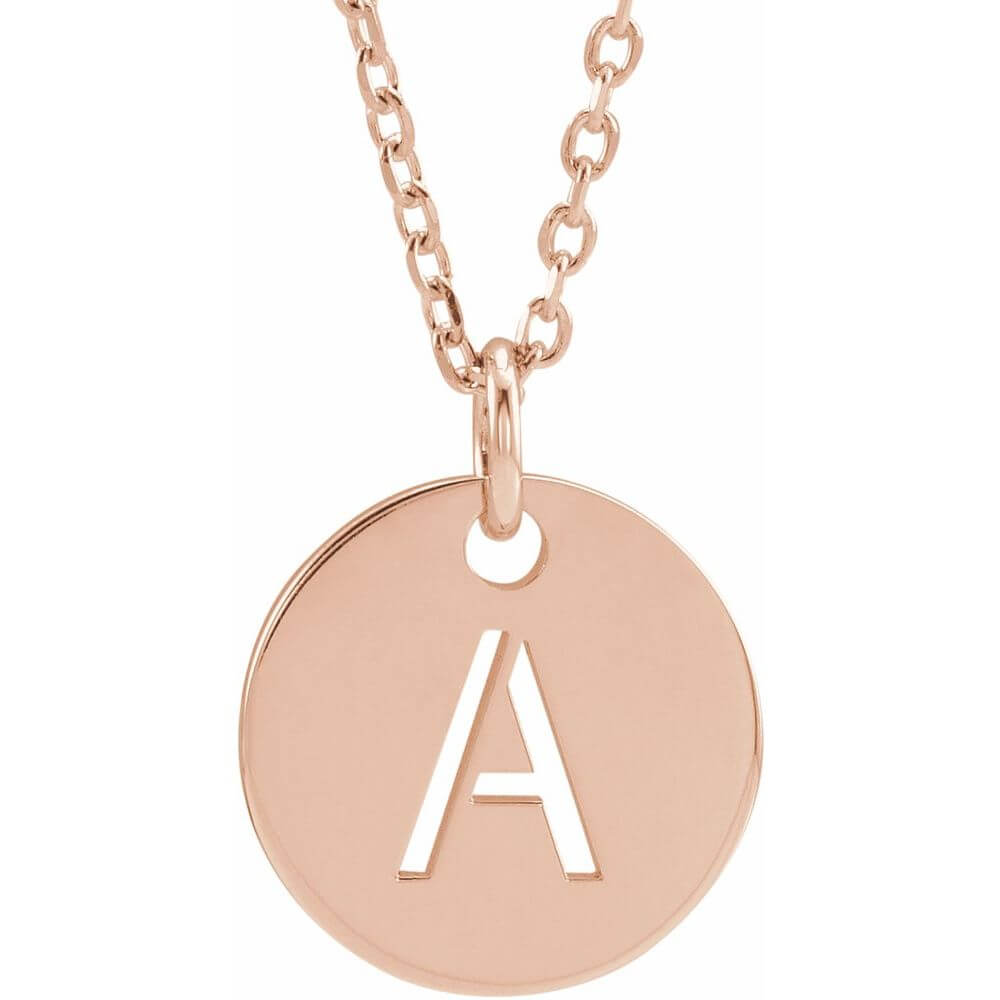 14K Rose Gold Initial Disc