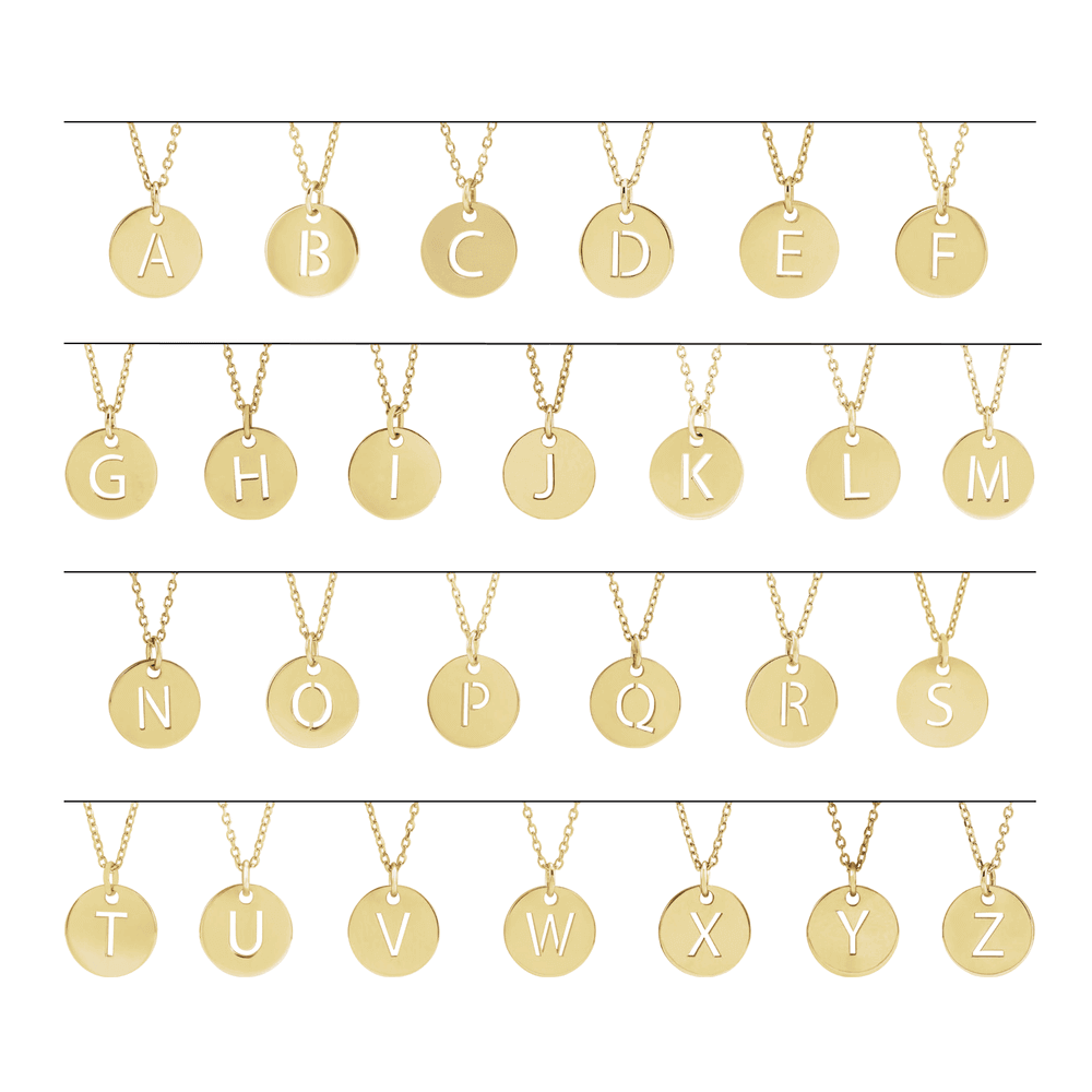 NECKLACE - 14K INITIAL DISC 16-18"