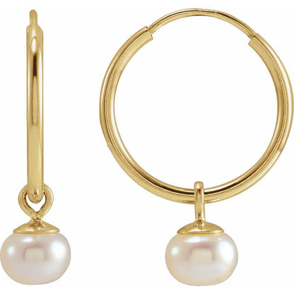 Pearl Endless Hoop Earrings