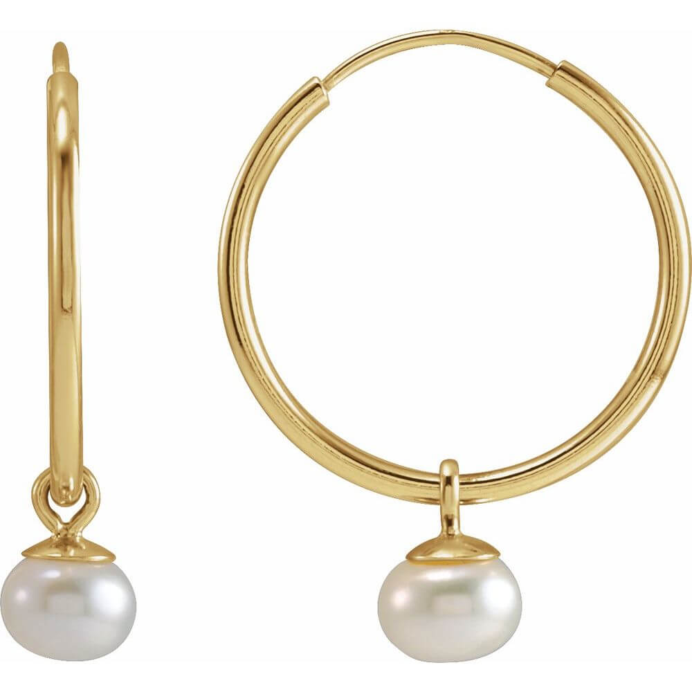 Pearl Endless Hoop Earrings