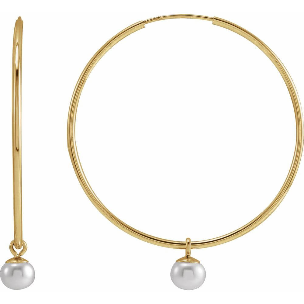 Pearl Endless Hoop Earrings