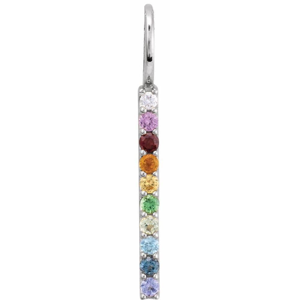 Natural Multi-Gemstone & .02 CT Natural Diamond Rainbow Bar Charm/Pendant