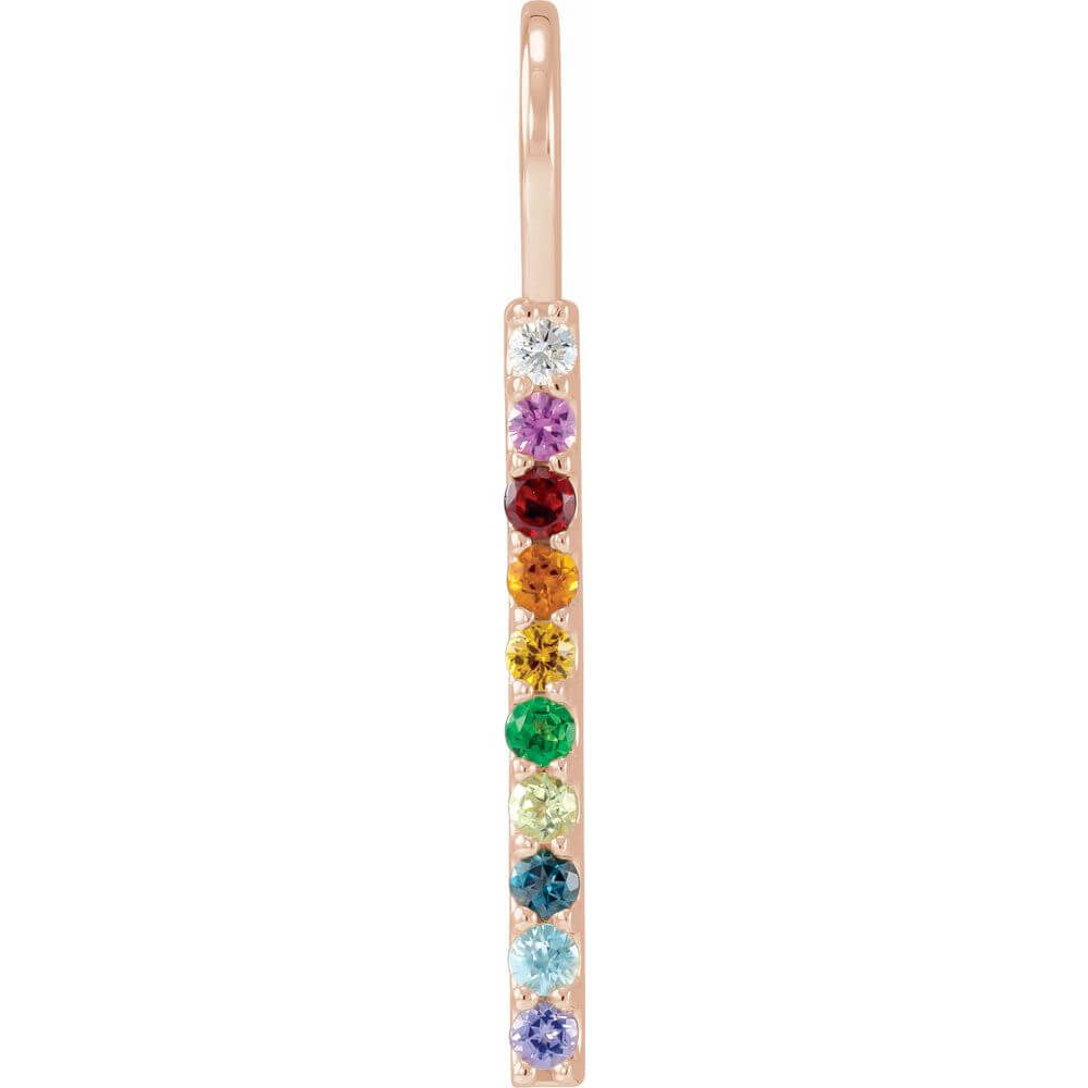 Natural Multi-Gemstone & .02 CT Natural Diamond Rainbow Bar Charm/Pendant