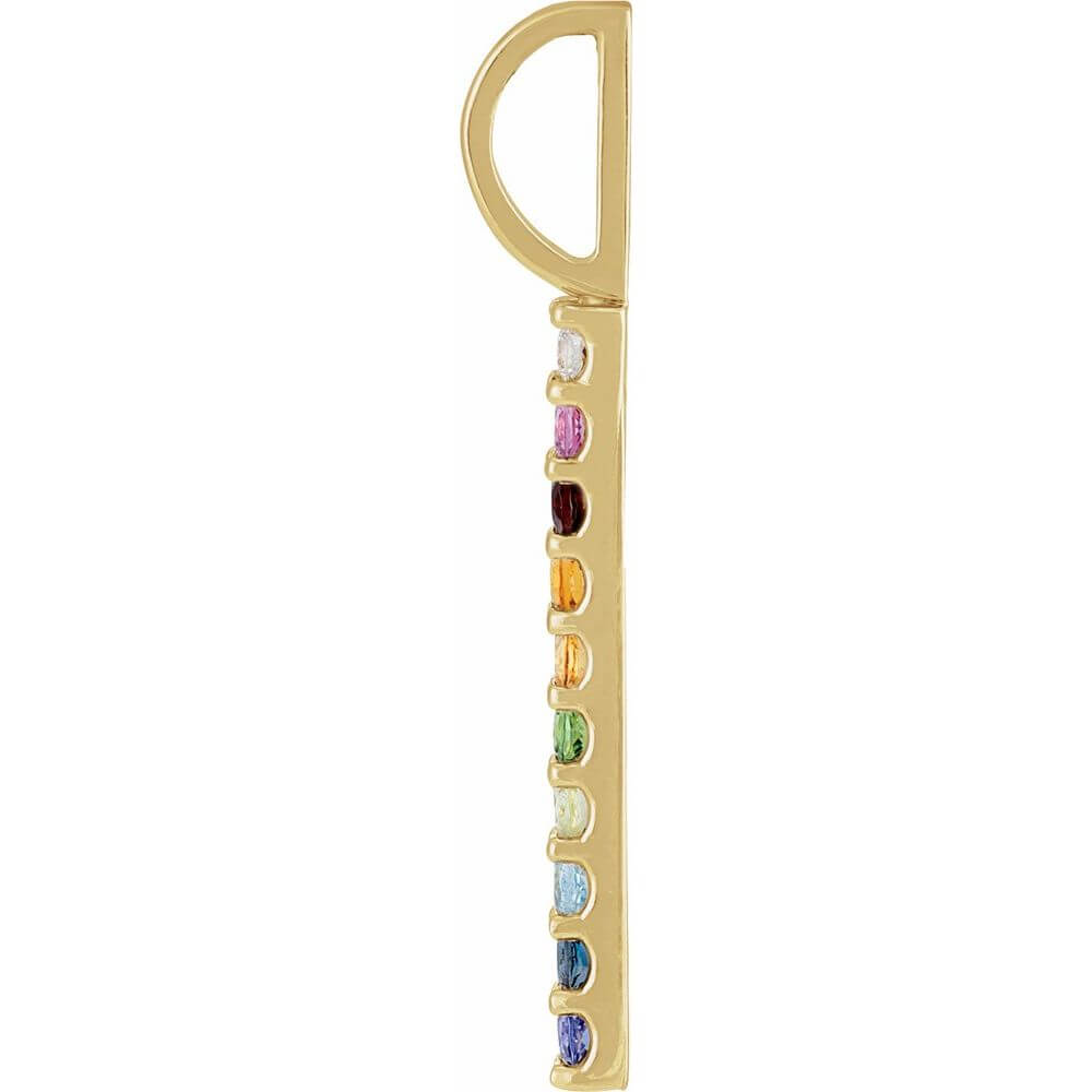 Natural Multi-Gemstone & .02 CT Natural Diamond Rainbow Bar Charm/Pendant