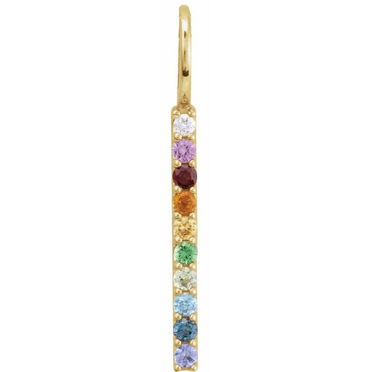 Natural Multi-Gemstone & .02 CT Natural Diamond Rainbow Bar Charm/Pendant