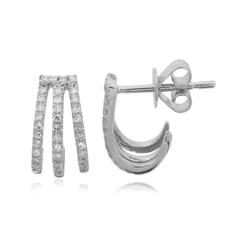 Earrings - Three Pave Natural Diamonds Wrap