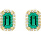 Earrings - Emerald & .07 Diamond Halo-Style