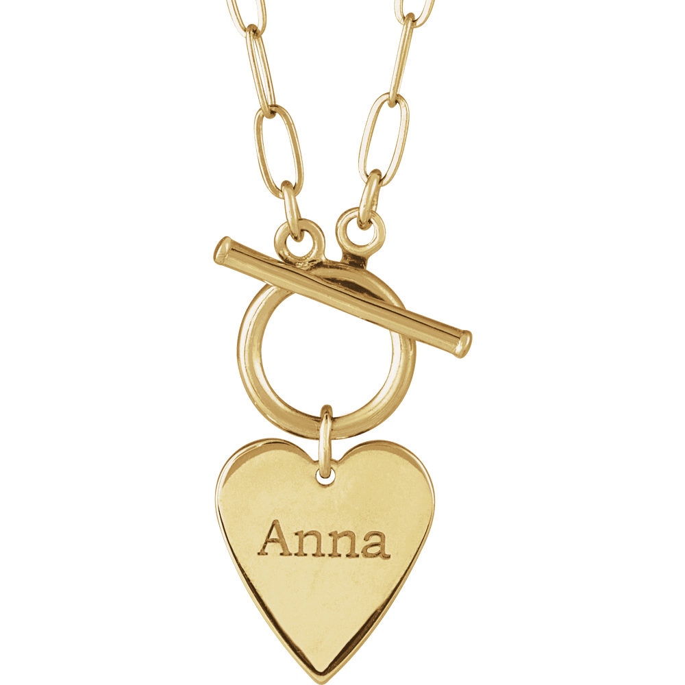 Necklace - Engravable Heart Toggle Styled