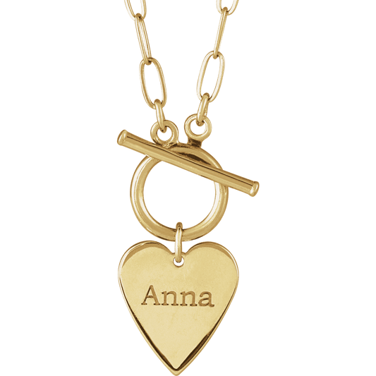 Necklace - Engravable Heart Toggle Styled