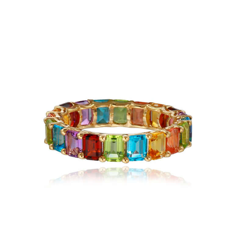 Rainbow emerald cut on sale ring