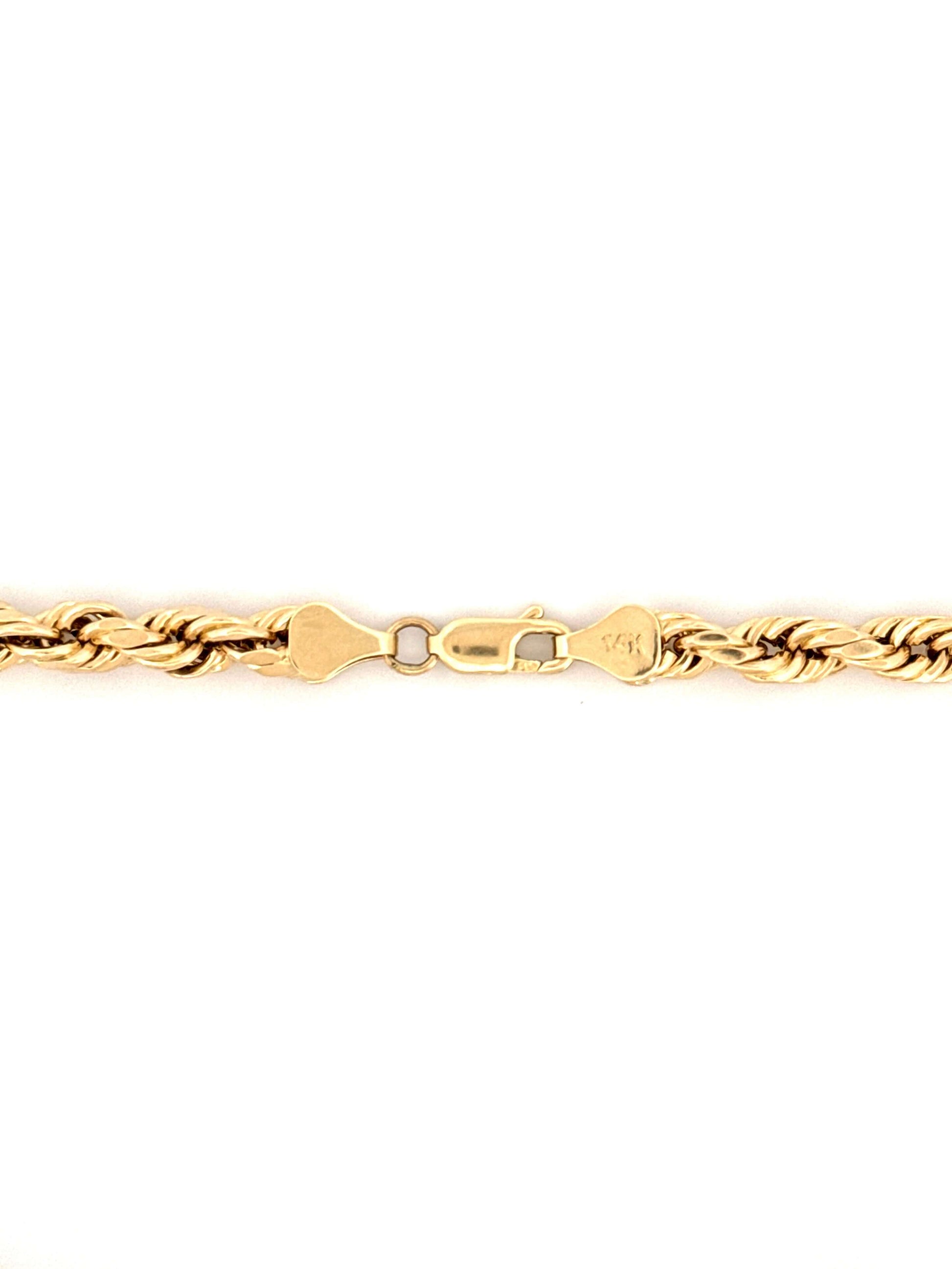 14k yellow gold 6 mm rope 24" chain