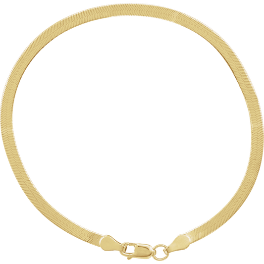 14K 2.8 mm FLEXIBLE HERRINGBONE CHAIN 7" BRACELET