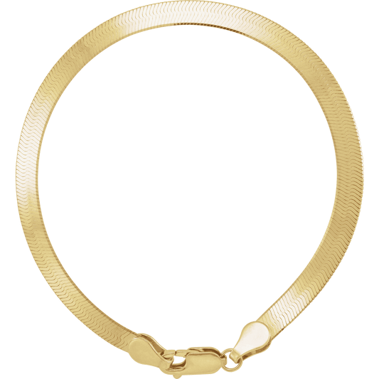 14K 4.6 mm FLEXIBLE HERRINGBONE CHAIN 7" BRACELET