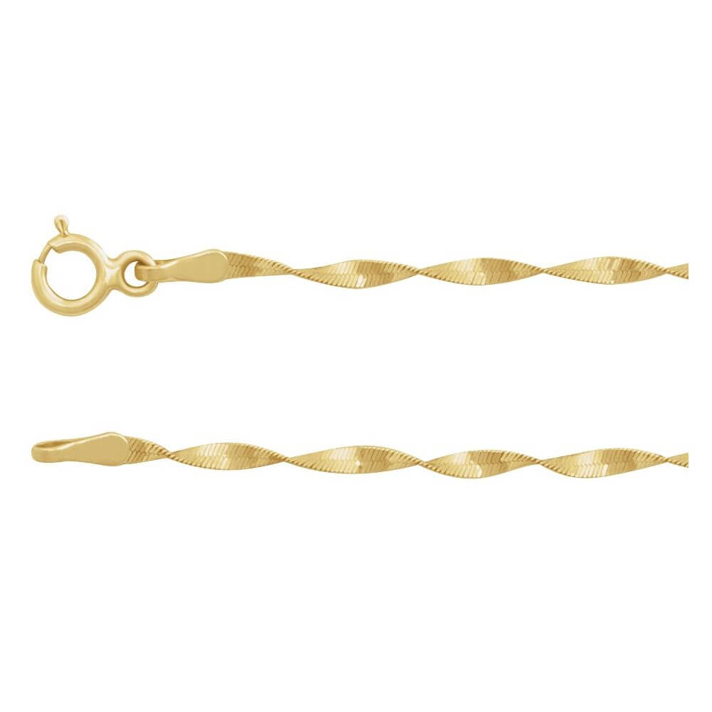 14K Yellow 1.6 mm Twisted Herringbone Chain