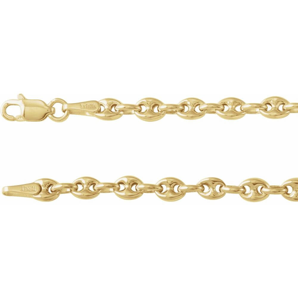 14K Yellow 3.8 mm Hollow Puffed Anchor Chain