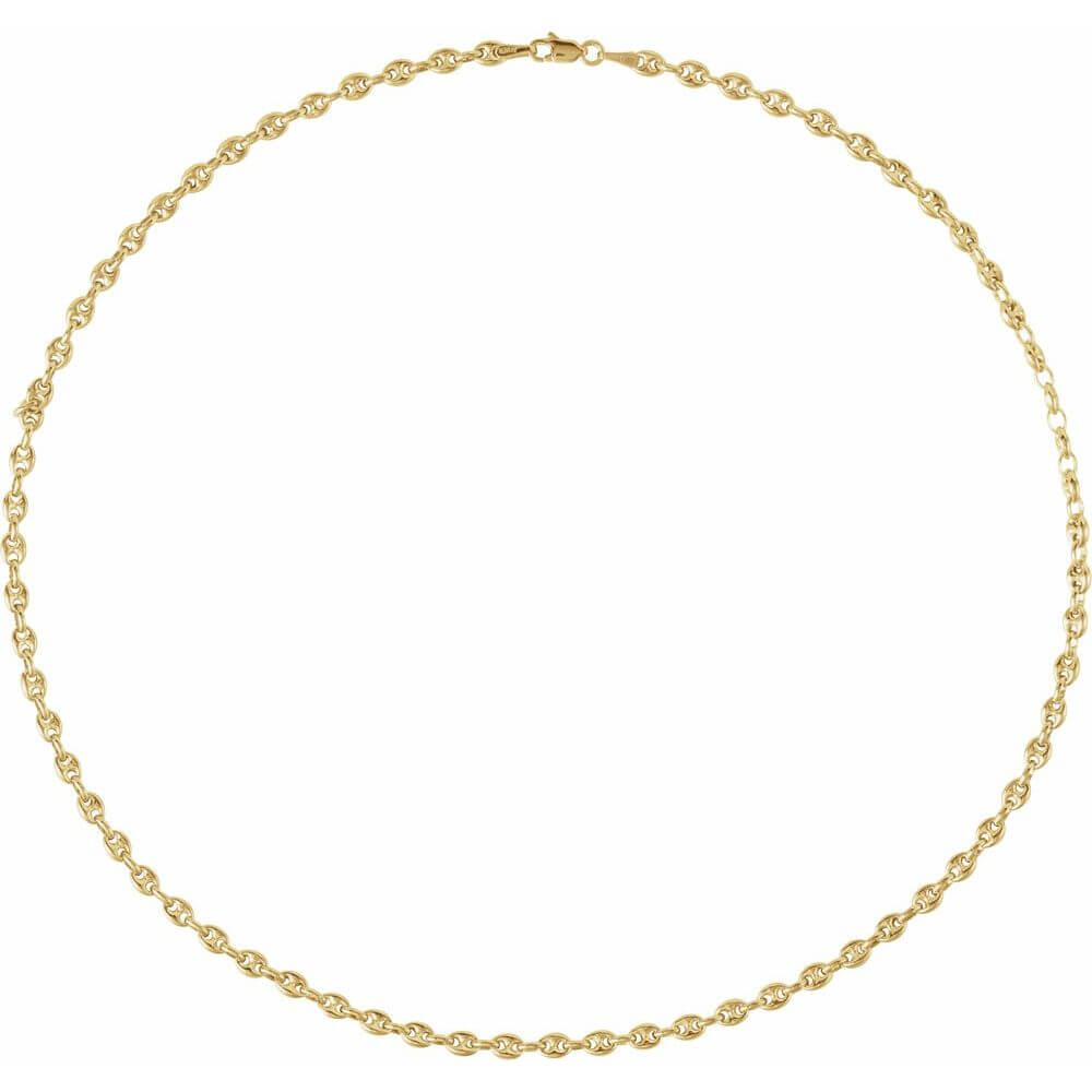 14K Yellow 3.8 mm Hollow Puffed Anchor Chain