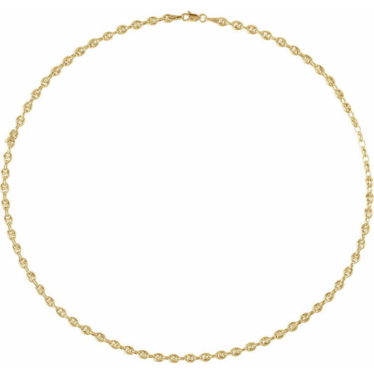 14K Yellow 3.8 mm Hollow Puffed Anchor Chain