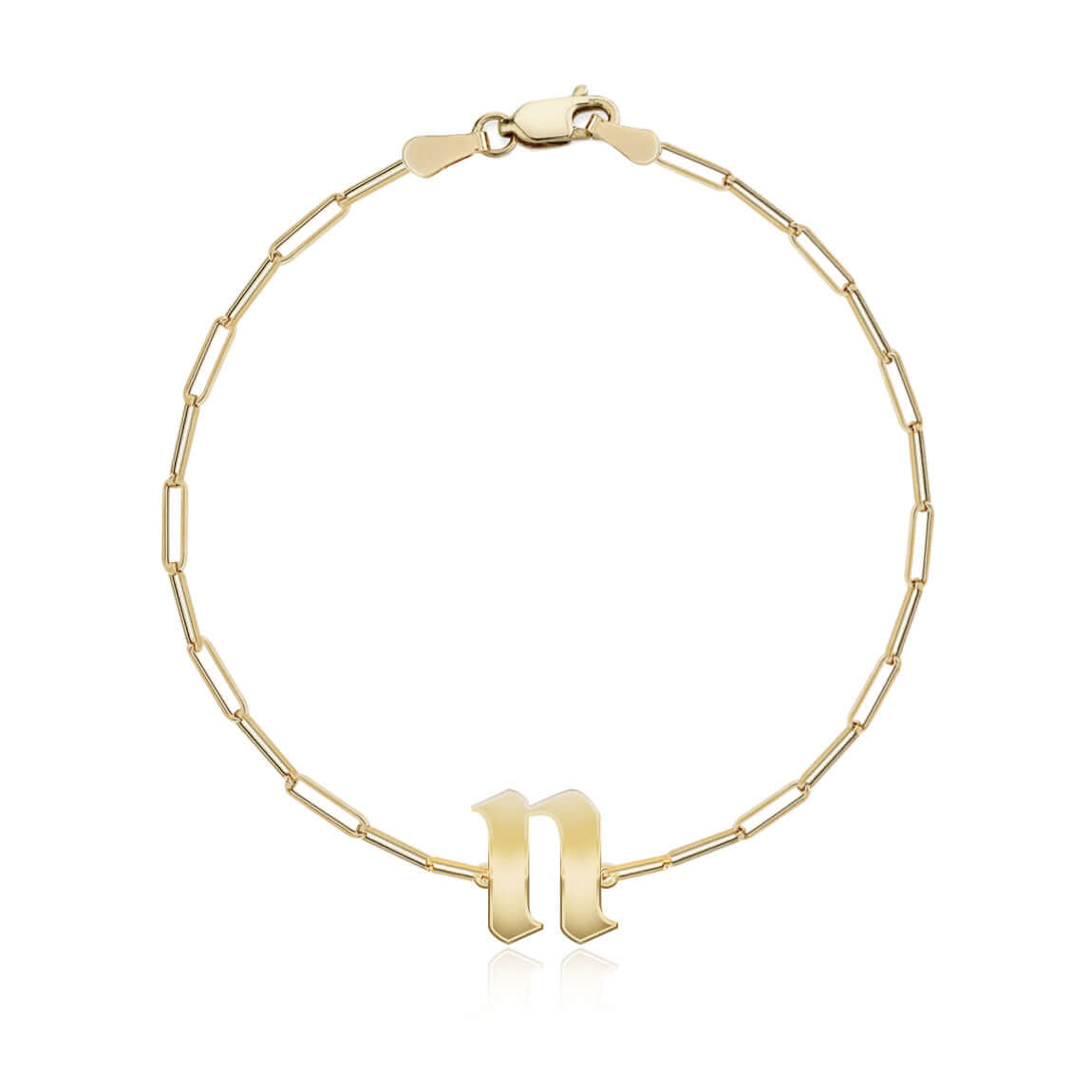 Gothic Initial Paperclip Bracelet