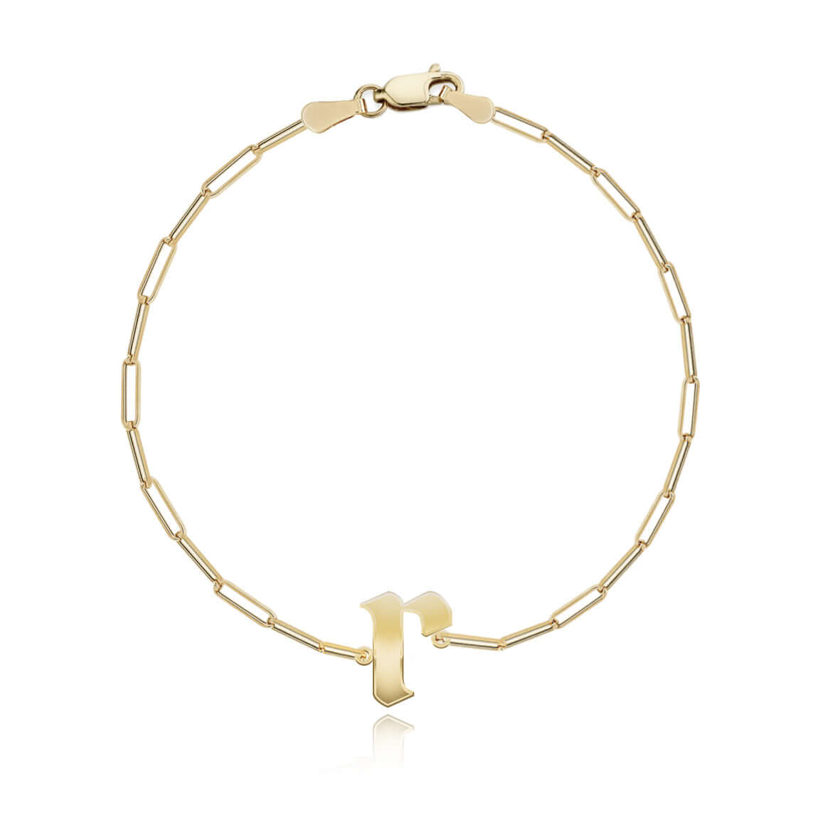 Gothic Initial Paperclip Bracelet