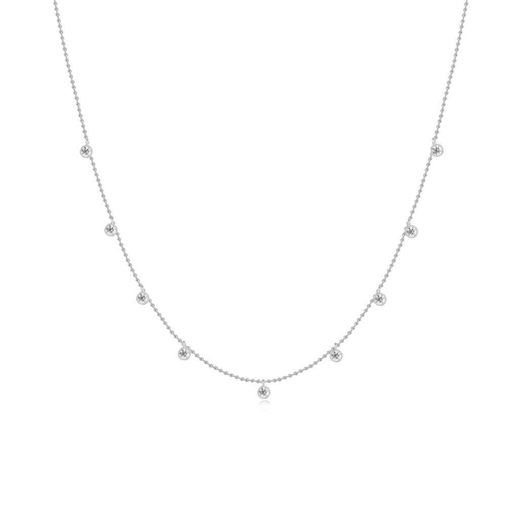 Necklace - Dangling Diamond Bezels Ball