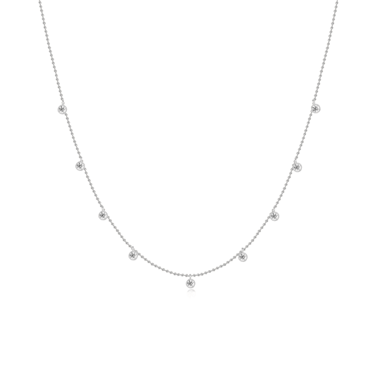 Necklace - Dangling Diamond Bezels Ball