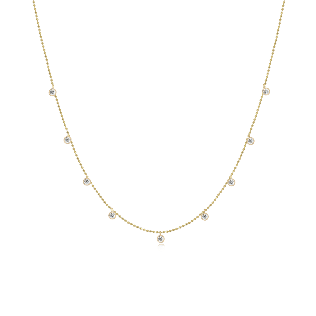 Necklace - Dangling Diamond Bezels Ball