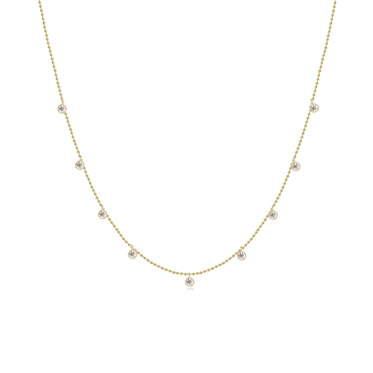 Necklace - Dangling Diamond Bezels Ball