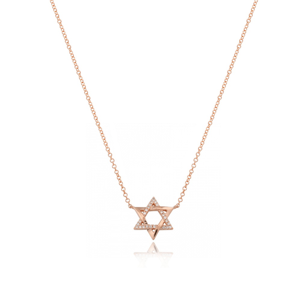 Collar - Estrella de David Half Pave Oro