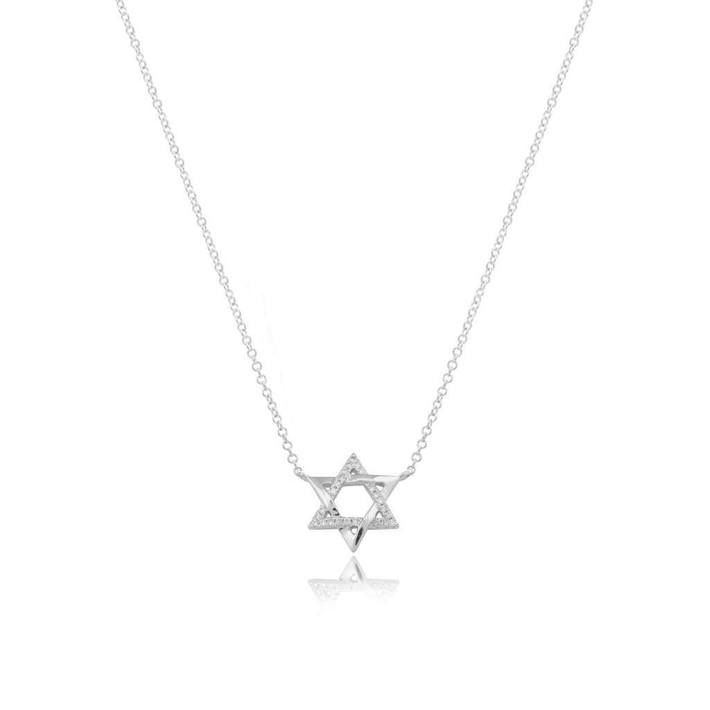 Collar - Estrella de David Half Pave Oro