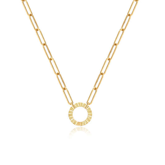 Necklace - Gold Fluted Clasp Paperclip