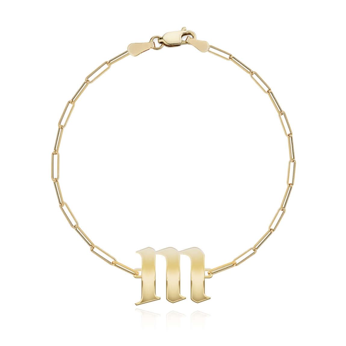 Gothic Initial Paperclip Bracelet