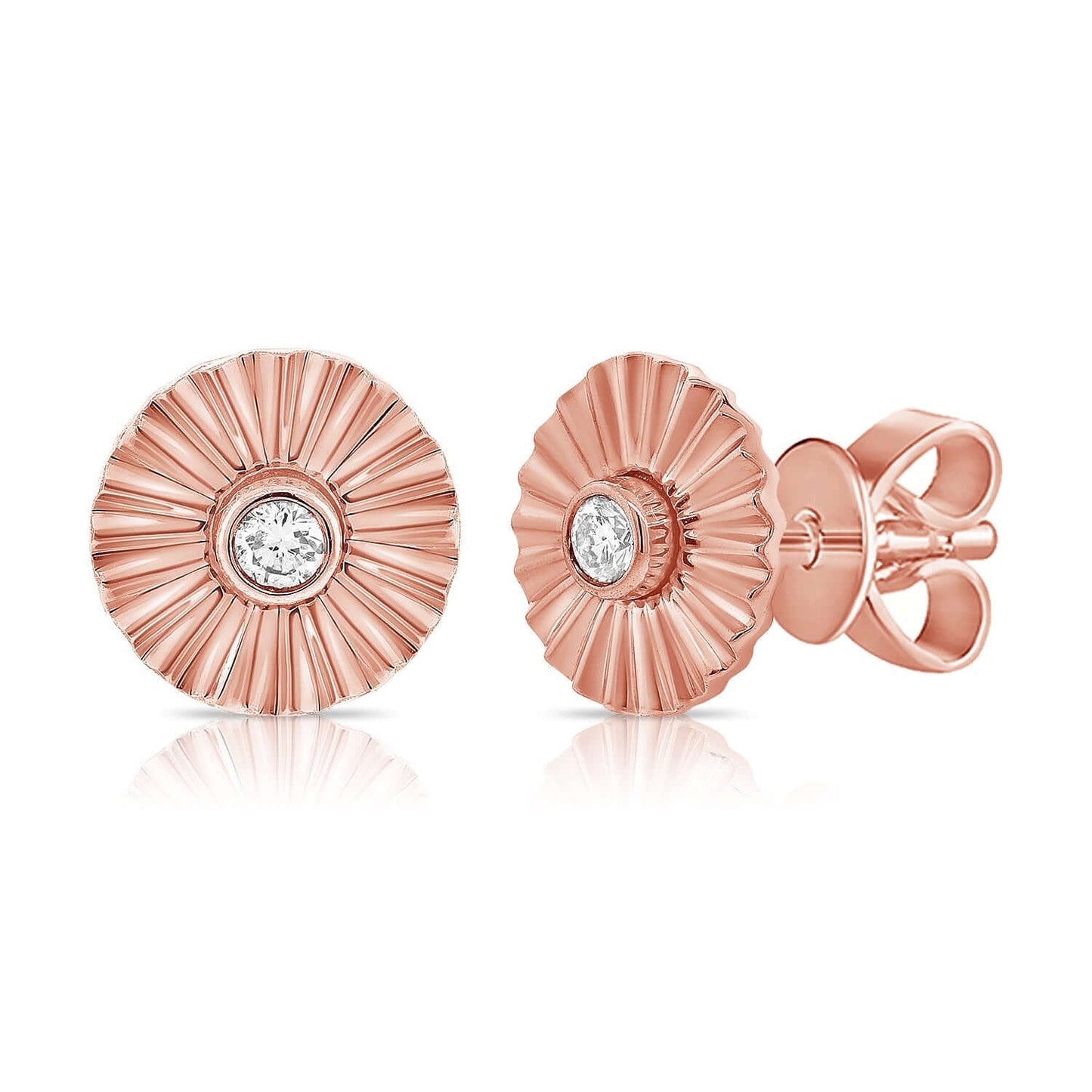 Earrings - Striped Round Center Diamond