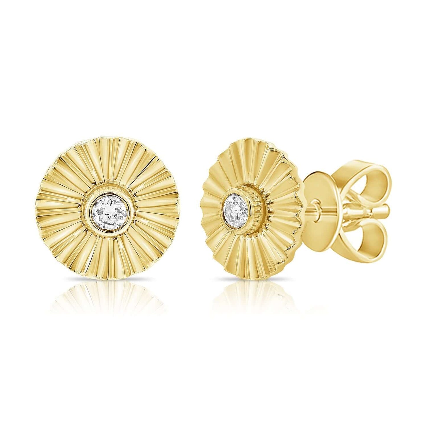 Earrings - Striped Round Center Diamond