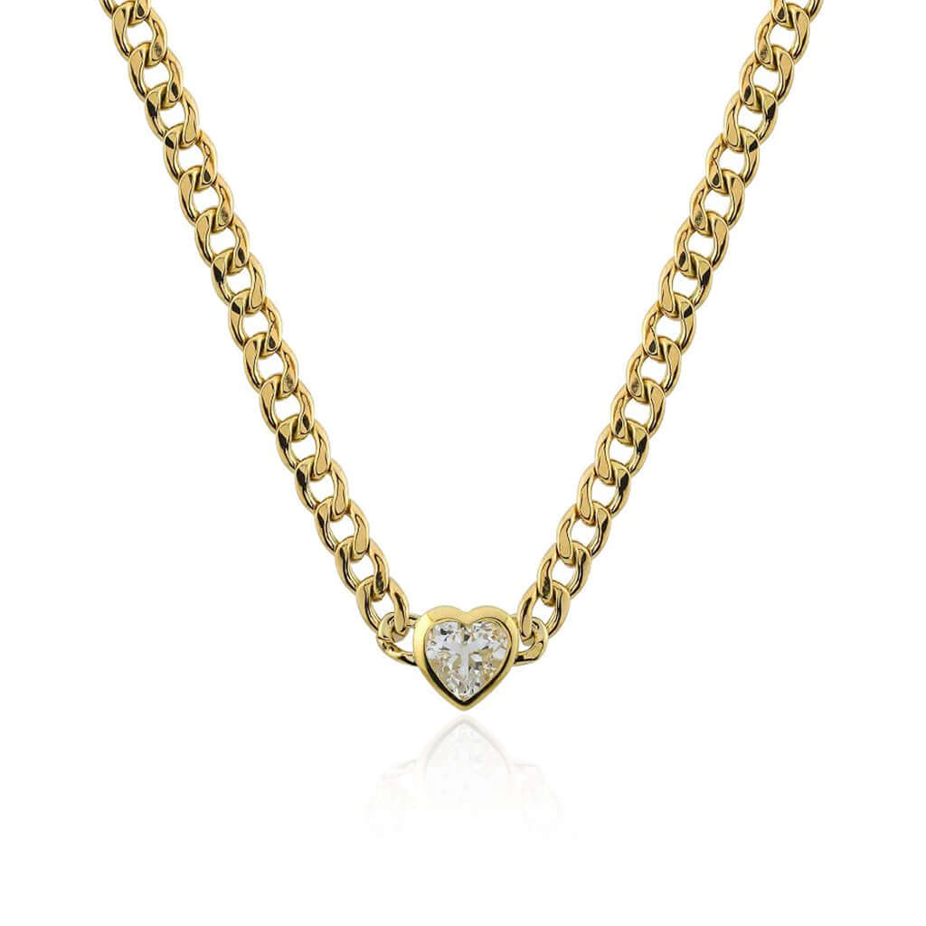 Necklace - White Topaz Bezel Cuban