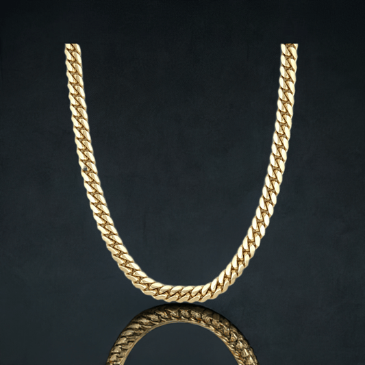 14K Solid Gold Cuban Link Chain - 6mm