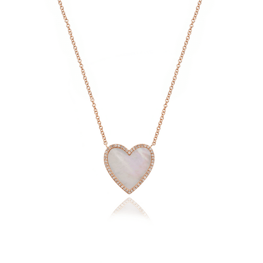 Necklace - Large Pave Outline Stone Heart